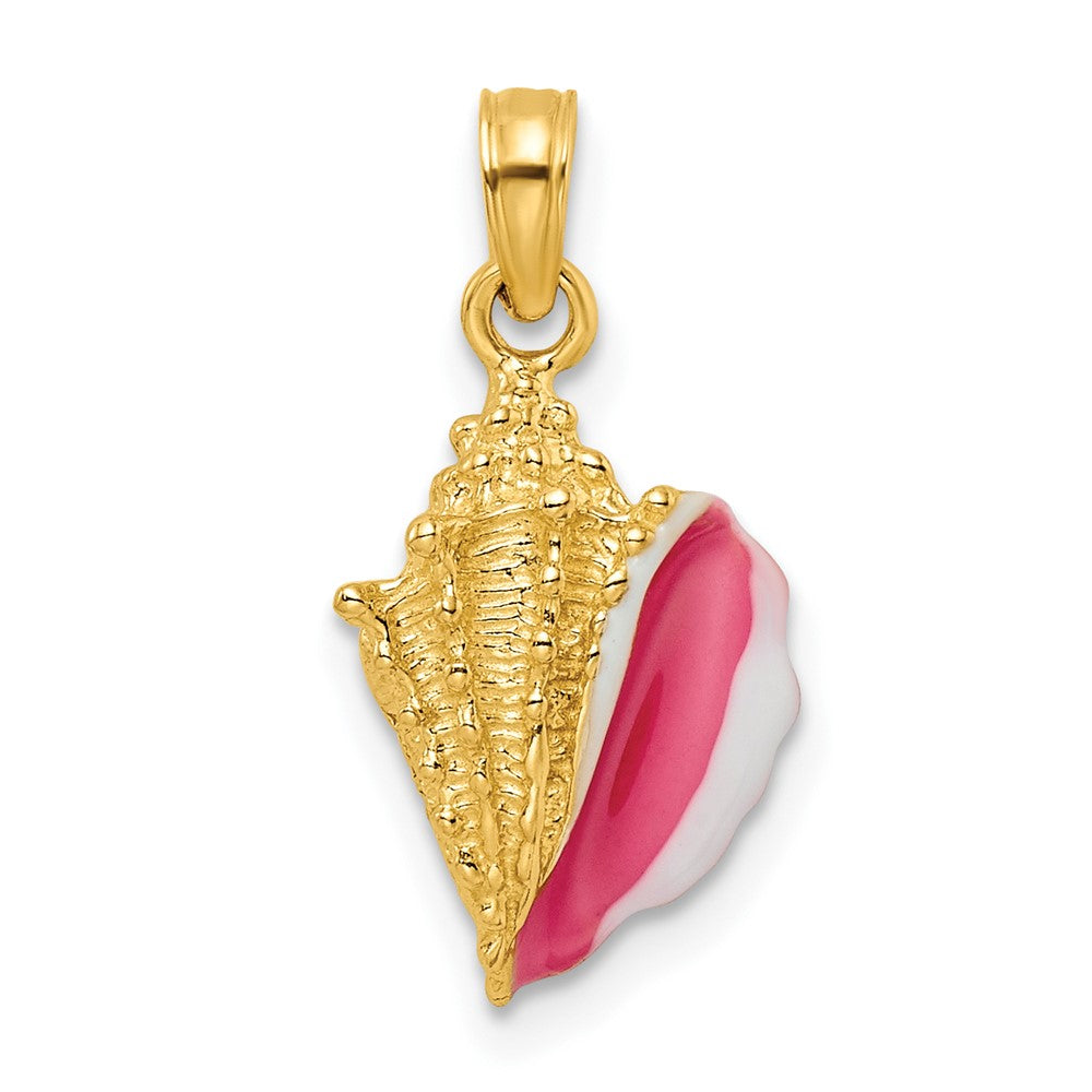 Image of ID 1 14k Yellow Gold Textured and Enamel Conch Shell Pendant