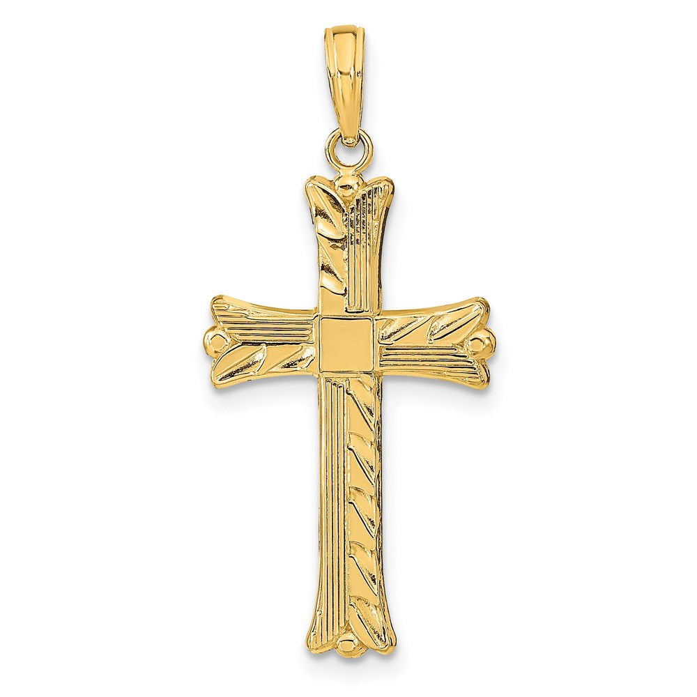 Image of ID 1 14k Yellow Gold Textured w/Square Center Cross Pendant