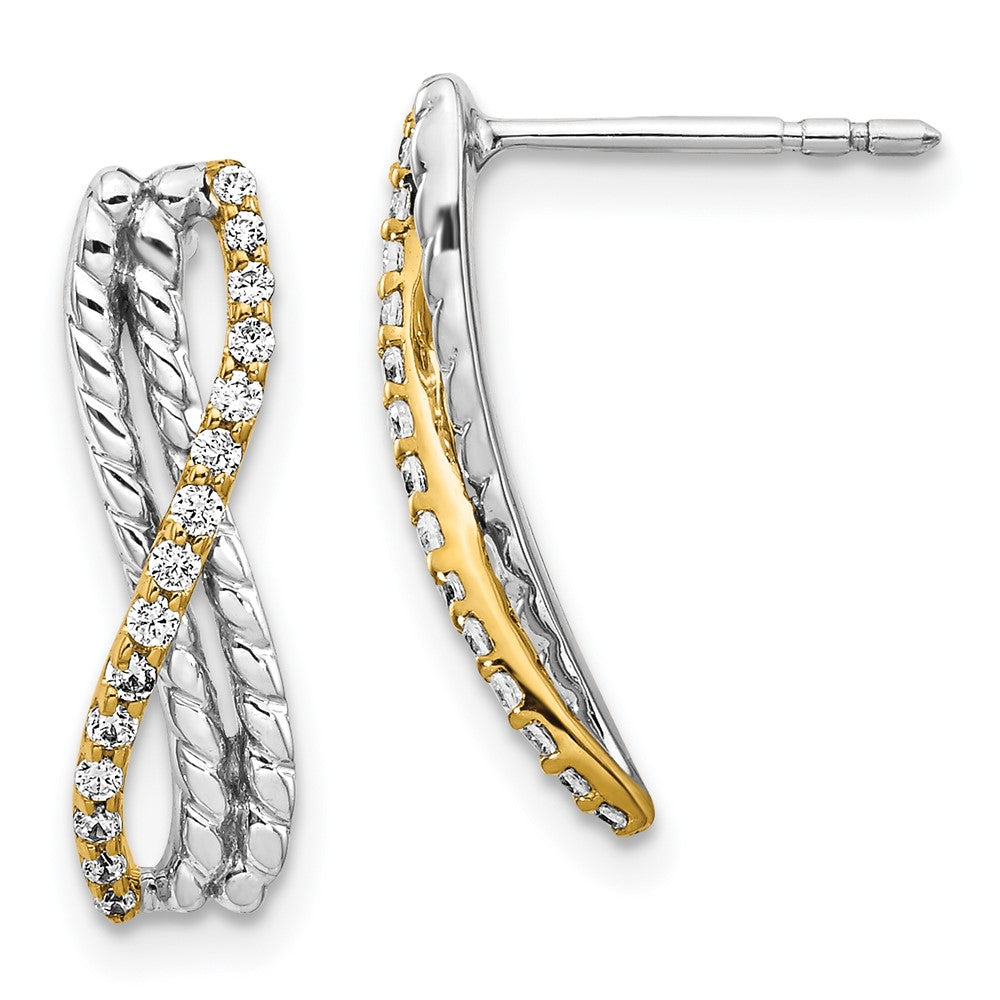 Image of ID 1 14k Yellow Gold Two-tone Real Diamond Fancy Earrings