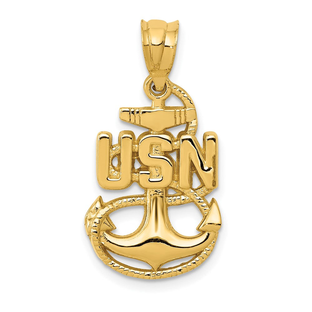 Image of ID 1 14k Yellow Gold United States Navy USN Anchor Pendant