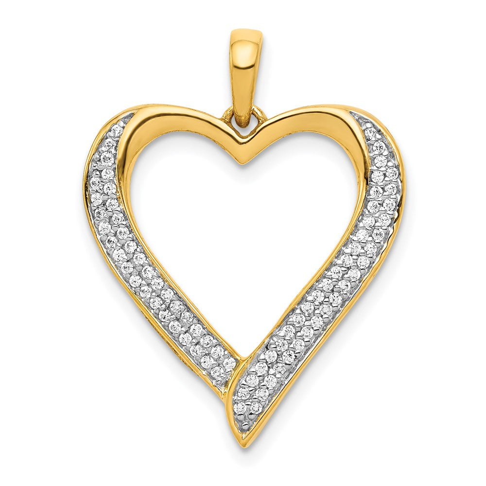 Image of ID 1 14k Yellow Gold and Rhodium 1/4ct Real Diamond Heart Pendant