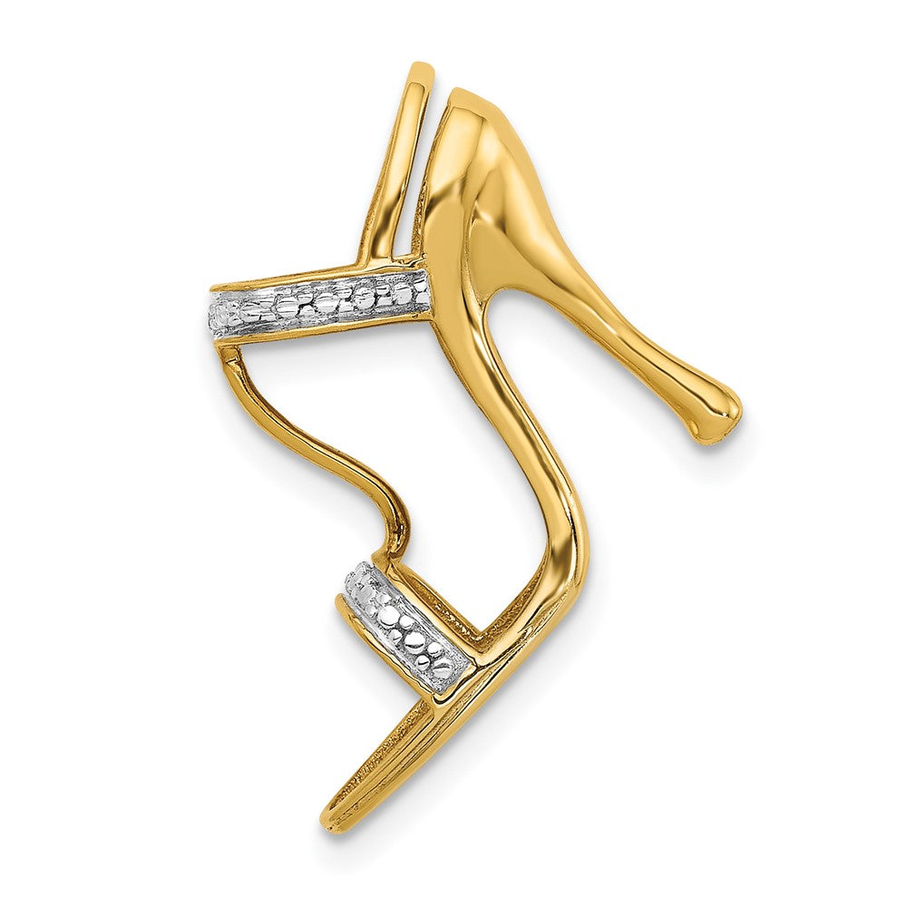 Image of ID 1 14k Yellow Gold and Rhodium Solid 3-D 01ct Real Diamond High Heel Charm