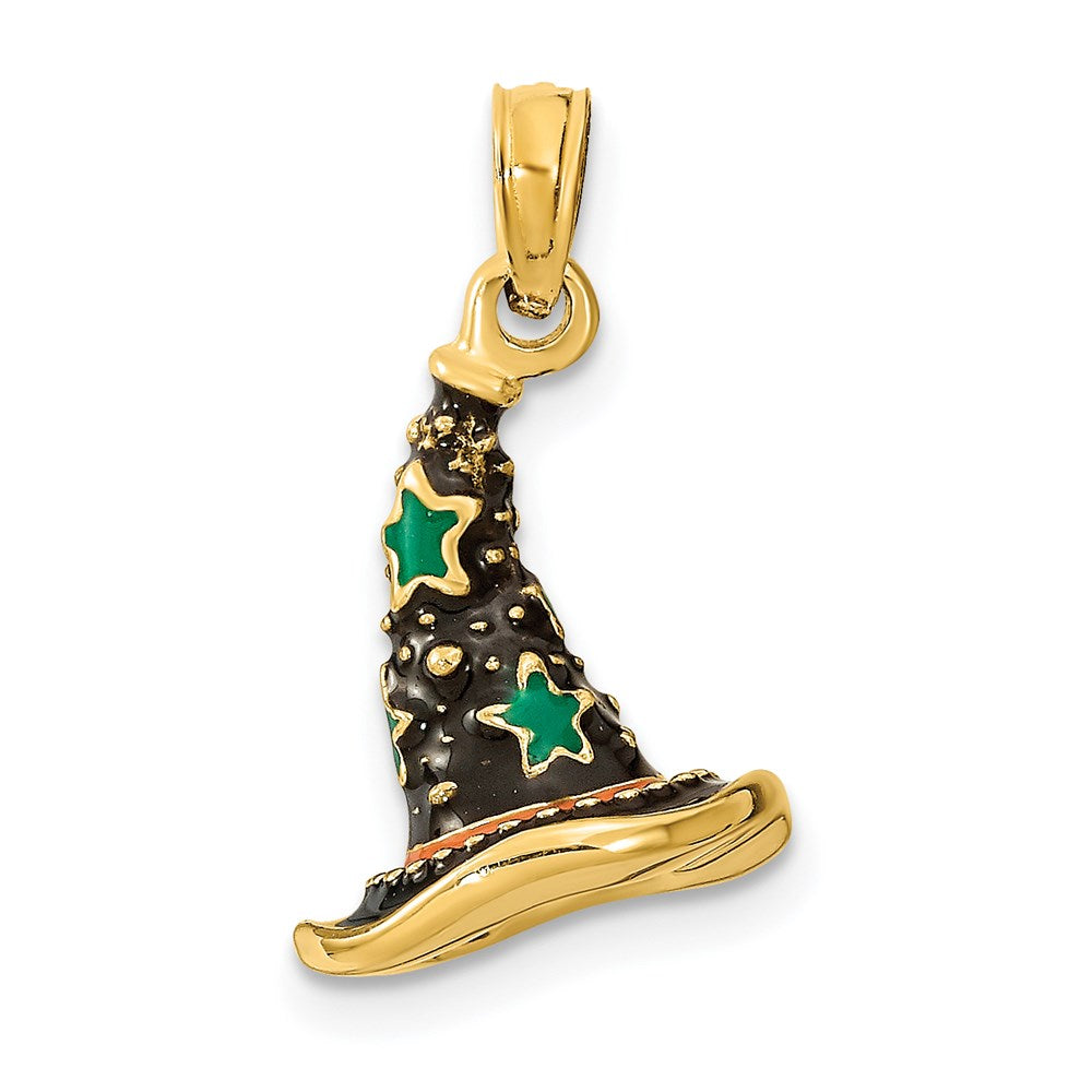 Image of ID 1 14k Yellow Gold w/ Enamel 3-D Witchs Hat (Halloween) Charm