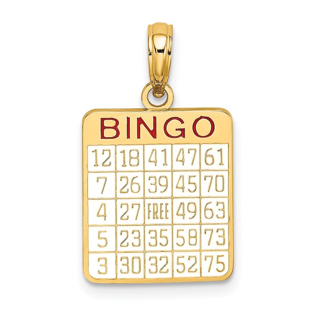 Image of ID 1 14k Yellow Gold w/ Enamel Bingo Card Charm