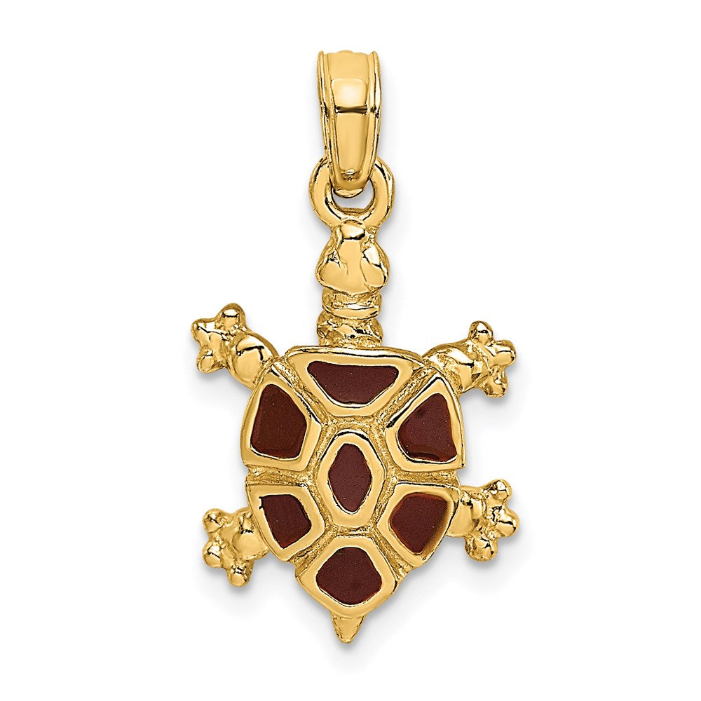 Image of ID 1 14k Yellow Gold with Brown Enamel Land Turtle Charm