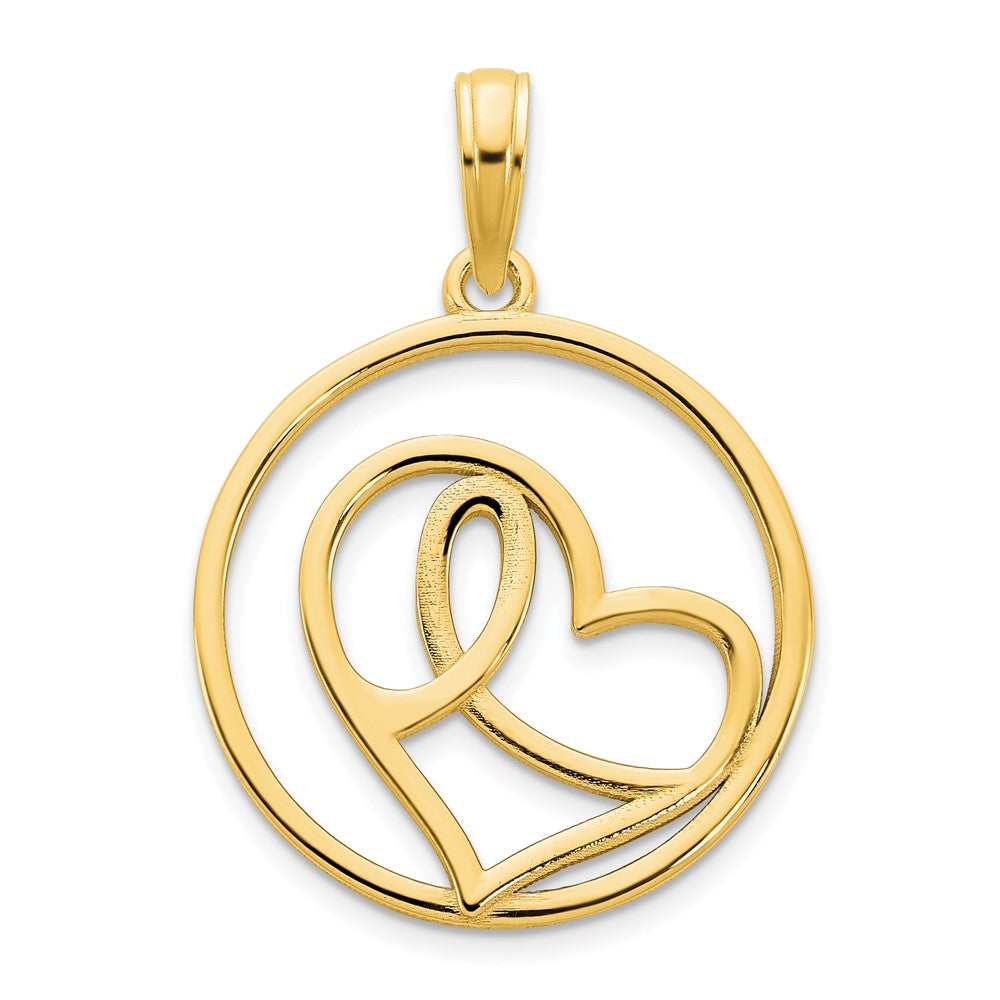 Image of ID 1 14k Yellow Goldy Heart Circle Pendant