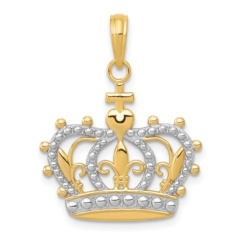 Image of ID 1 14k Yellow & Rhodium Gold Rhodium Crown Pendant