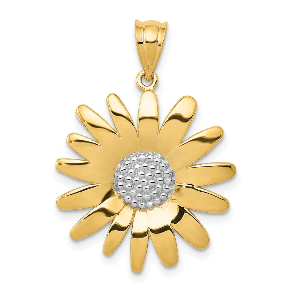 Image of ID 1 14k Yellow & Rhodium Gold w/Rhodium Sunflower Pendant