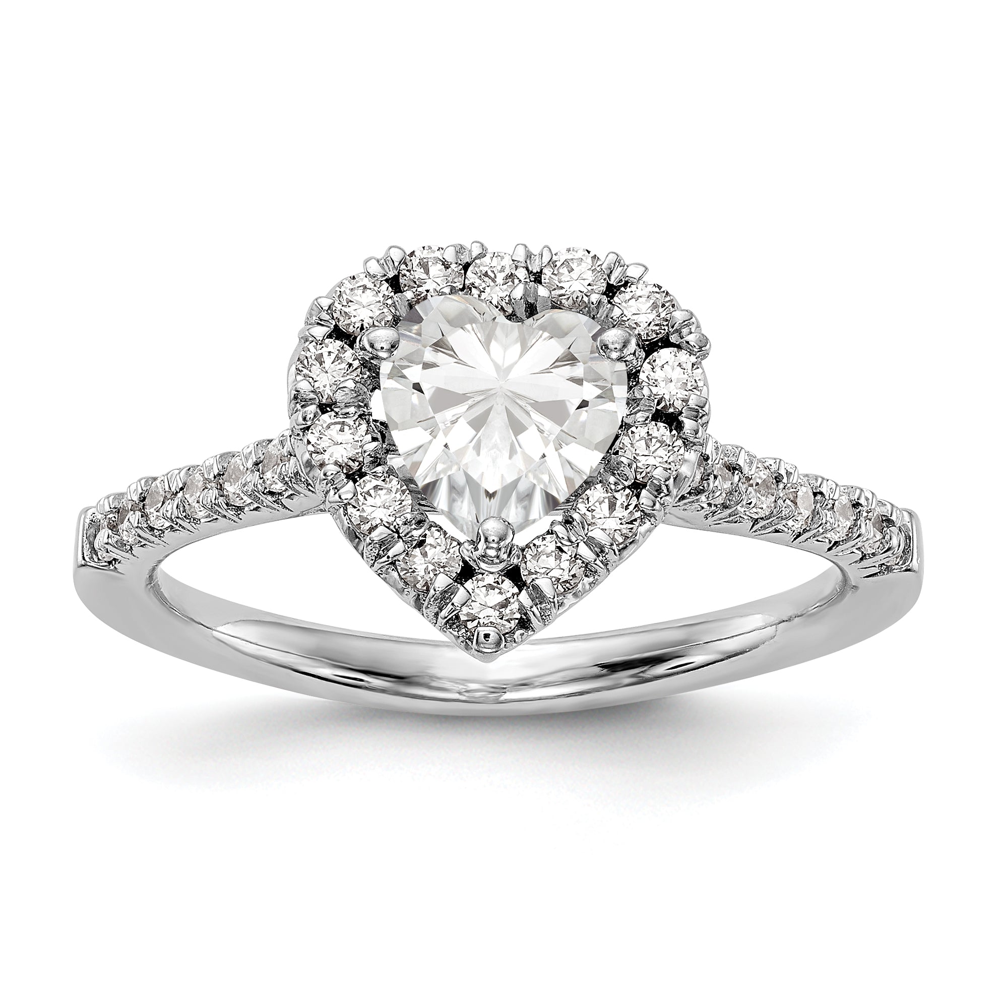 Image of ID 1 14kw Heart Halo Simulated Diamond Engagement Ring