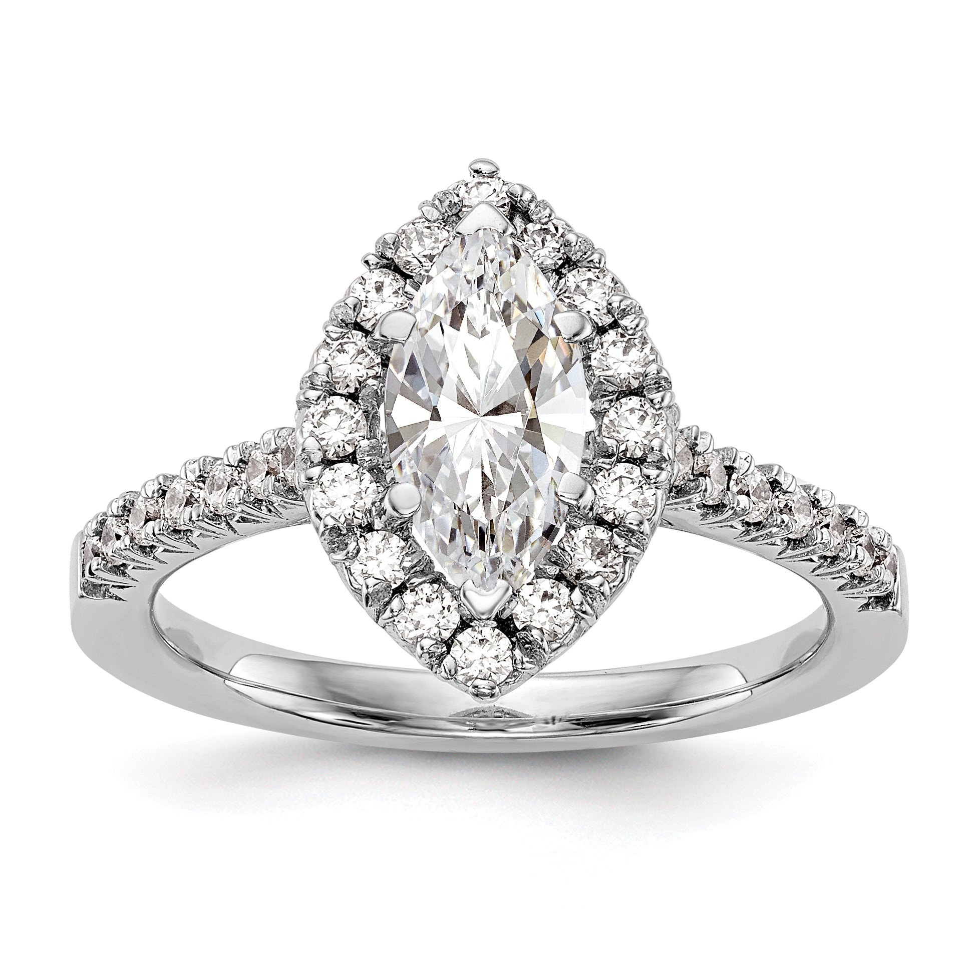 Image of ID 1 14kw Marquise Halo Engagement Simulated Diamond Ring