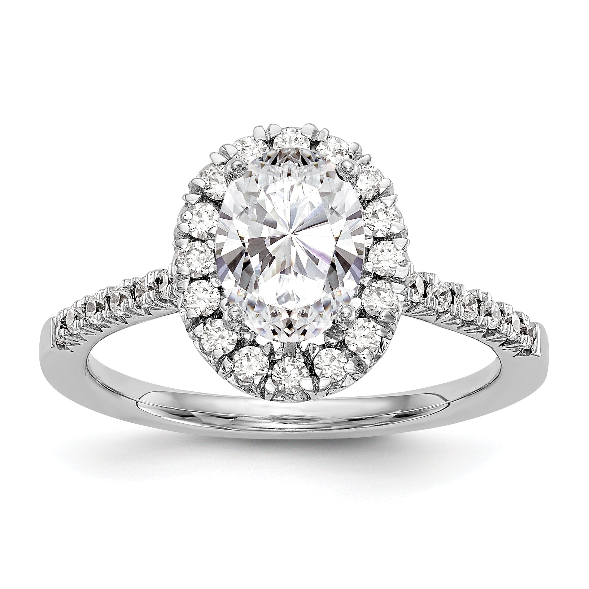 Image of ID 1 14kw Oval Halo Simulated Diamond Engagement Ring