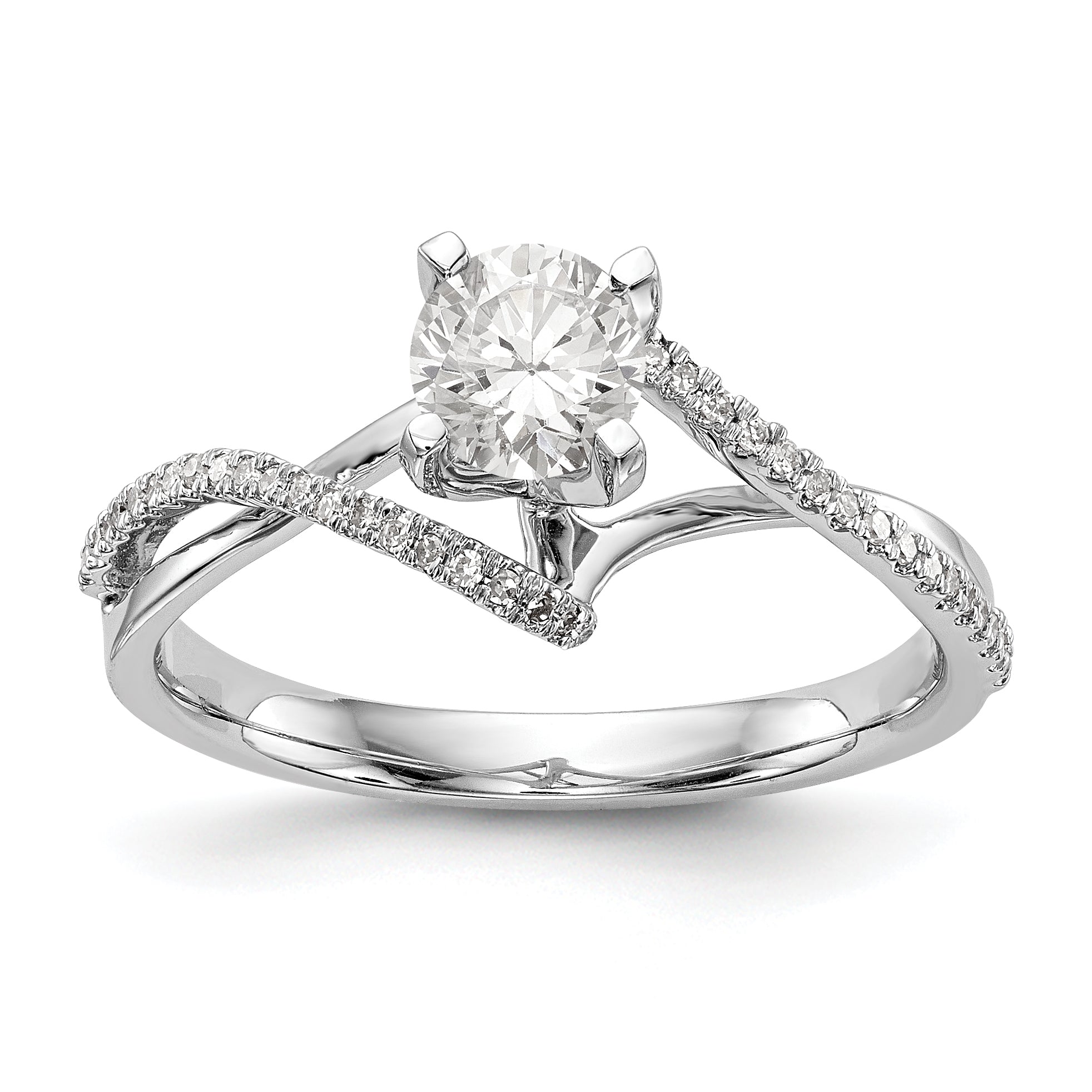 Image of ID 1 14kw Peg Set Simulated Diamond Engagement Ring