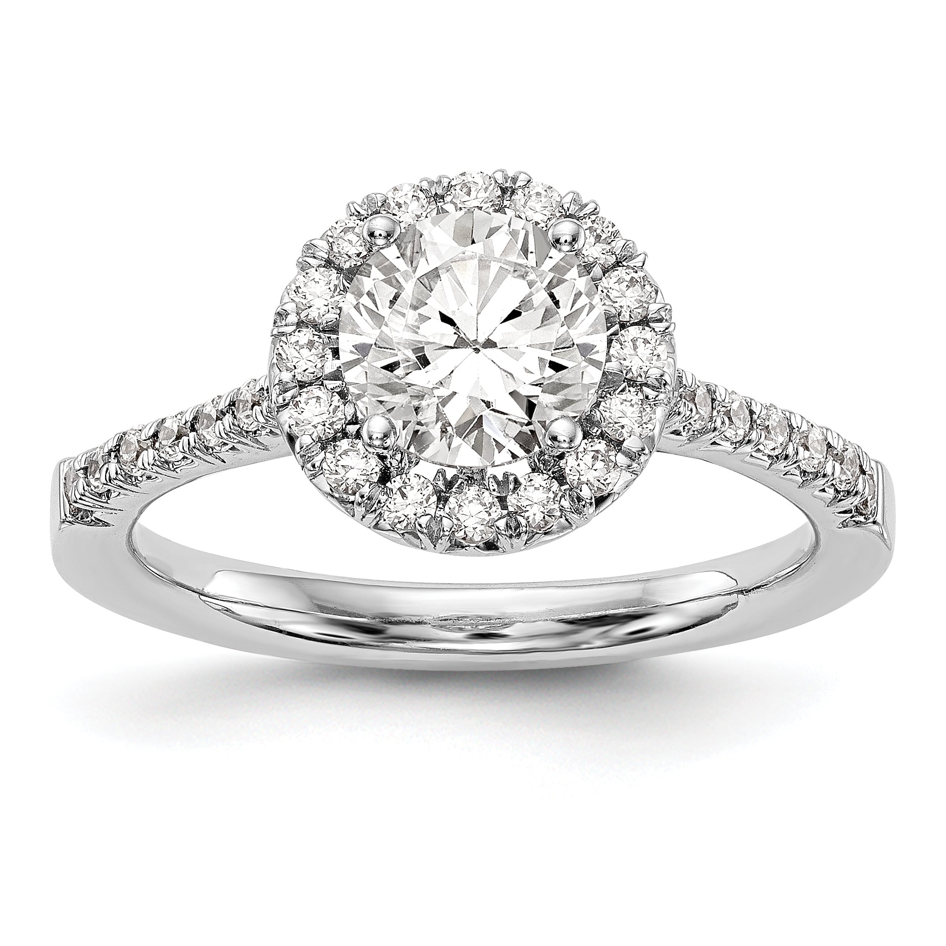 Image of ID 1 14kw Round Halo Simulated Diamond Engagement Ring