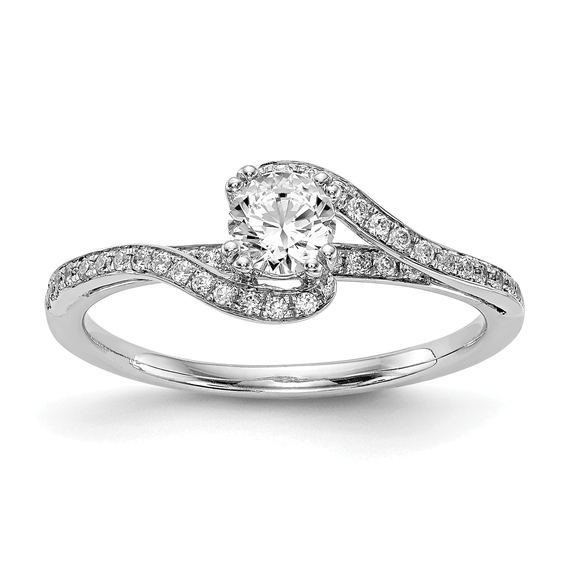 Image of ID 1 14kw Simulated Diamond By Pass Engagement Ring