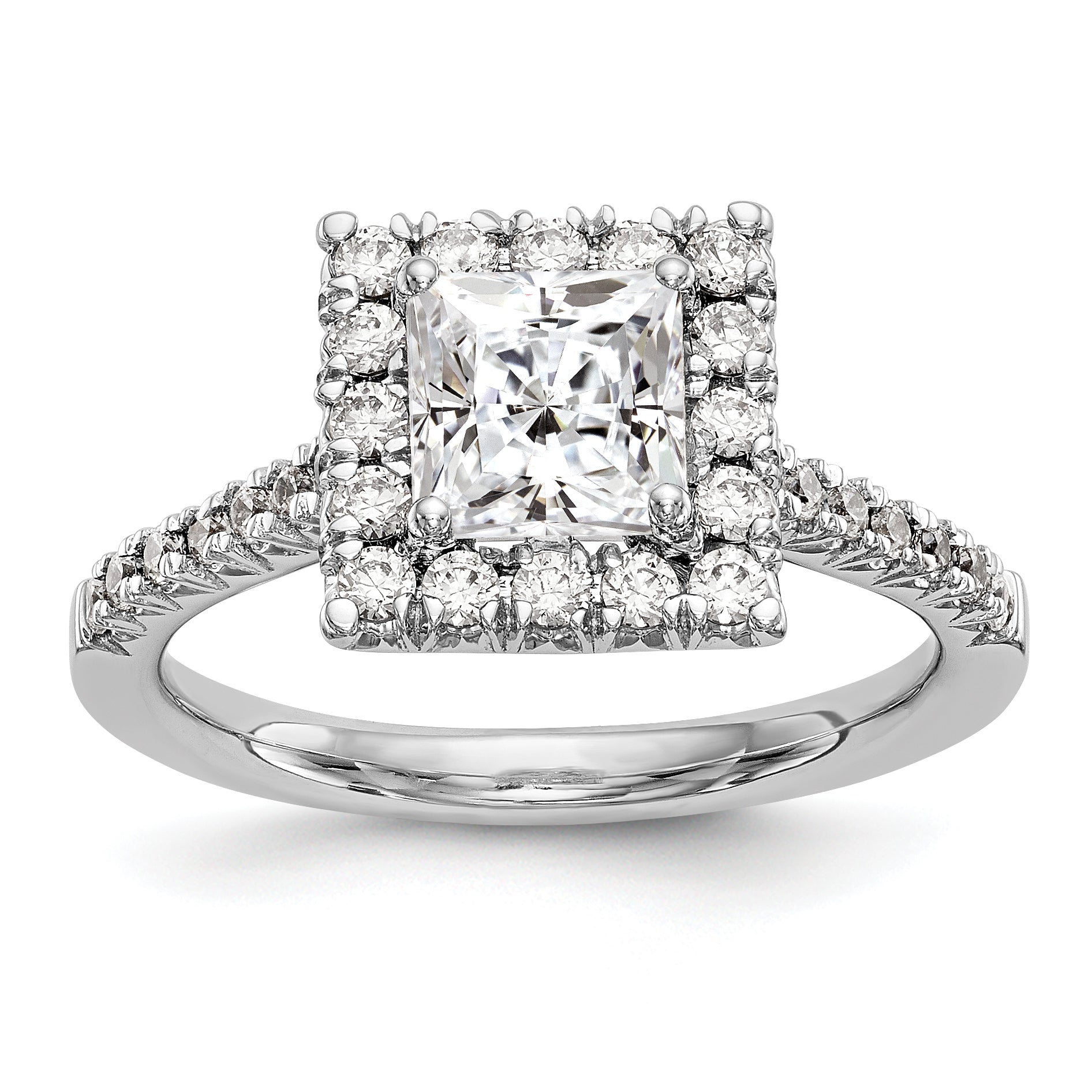 Image of ID 1 14kw Square Halo Simulated Diamond Engagement Ring