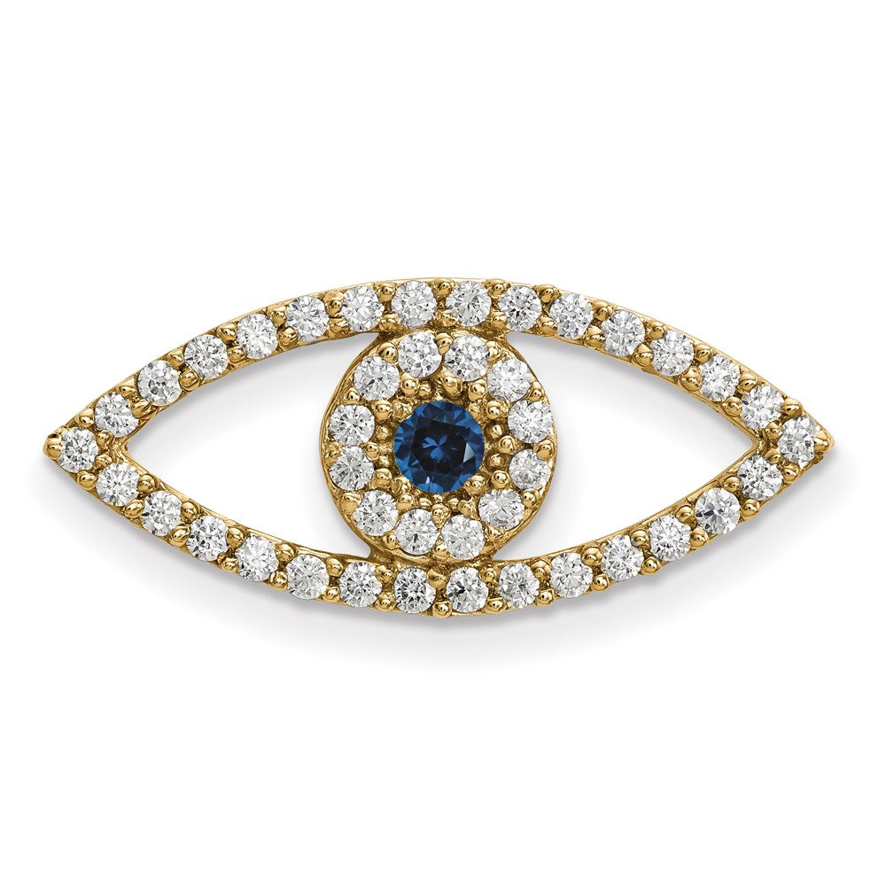 Image of ID 1 14ky Medium Diamond and Sapphire Evil Eye Pendant