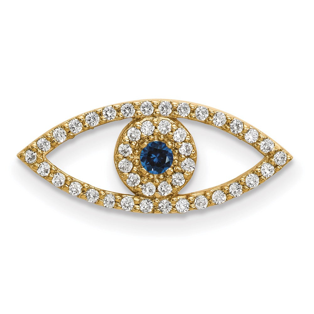 Image of ID 1 14ky Small Diamond and Sapphire Evil Eye Pendant