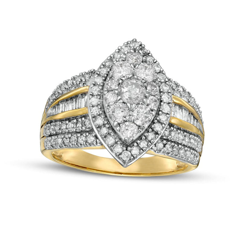 Image of ID 1 15 CT TW Composite Marquise Natural Diamond Frame Ring in Solid 10K Yellow Gold