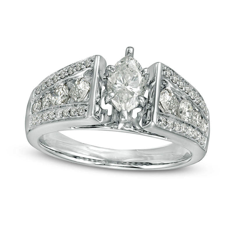 Image of ID 1 15 CT TW Marquise Natural Diamond Engagement Ring in Solid 14K White Gold