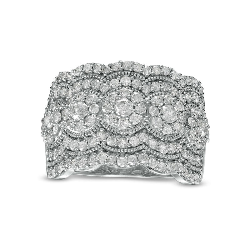 Image of ID 1 15 CT TW Natural Diamond Art Deco Antique Vintage-Style Anniversary Band in Sterling Silver