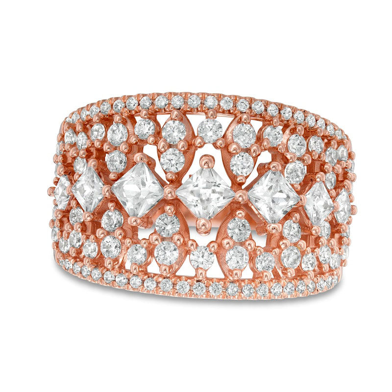 Image of ID 1 15 CT TW Natural Diamond Art Deco Ring in Solid 10K Rose Gold