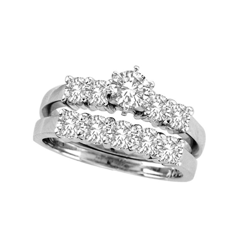 Image of ID 1 15 CT TW Natural Diamond Bridal Engagement Ring Set in Solid 14K White Gold