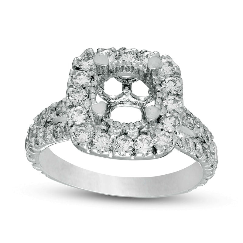 Image of ID 1 15 CT TW Natural Diamond Cushion Frame Semi-Mount in Solid 14K White Gold