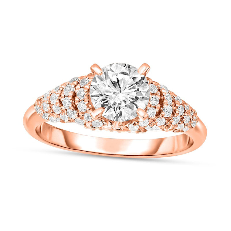 Image of ID 1 15 CT TW Natural Diamond Dome Shank Engagement Ring in Solid 14K Rose Gold