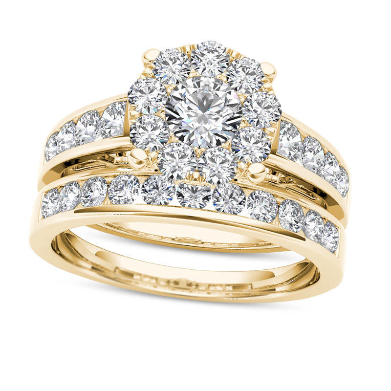 Image of ID 1 15 CT TW Natural Diamond Frame Bridal Engagement Ring Set in Solid 14K Gold