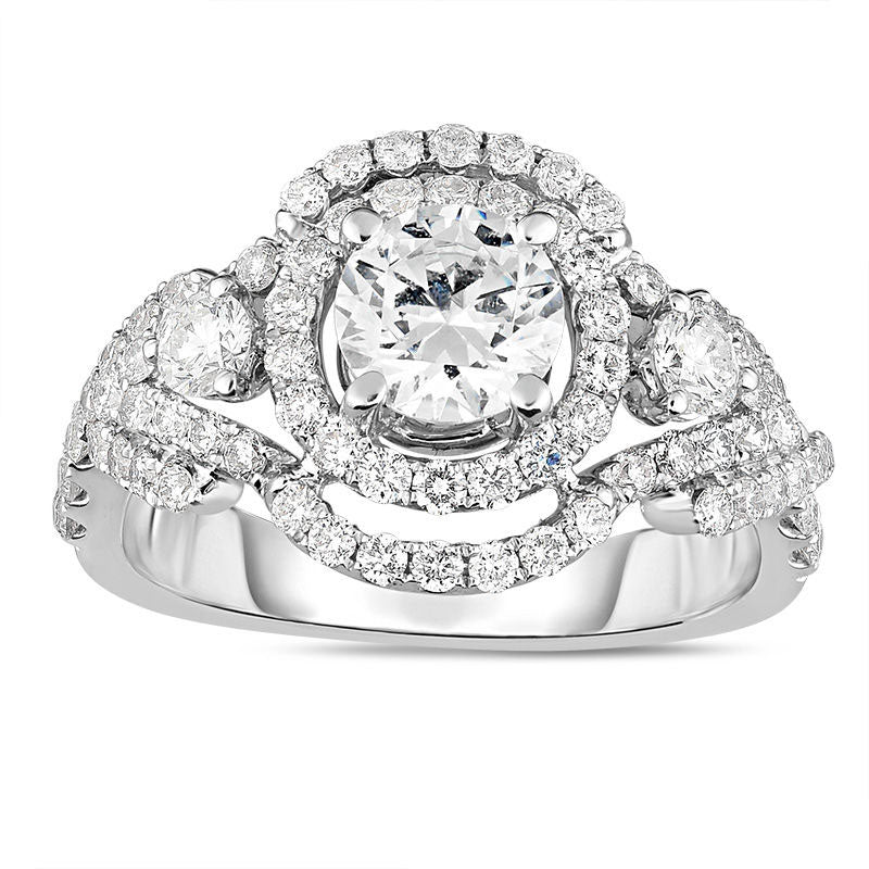 Image of ID 1 15 CT TW Natural Diamond Frame Engagement Ring in Solid 14K White Gold