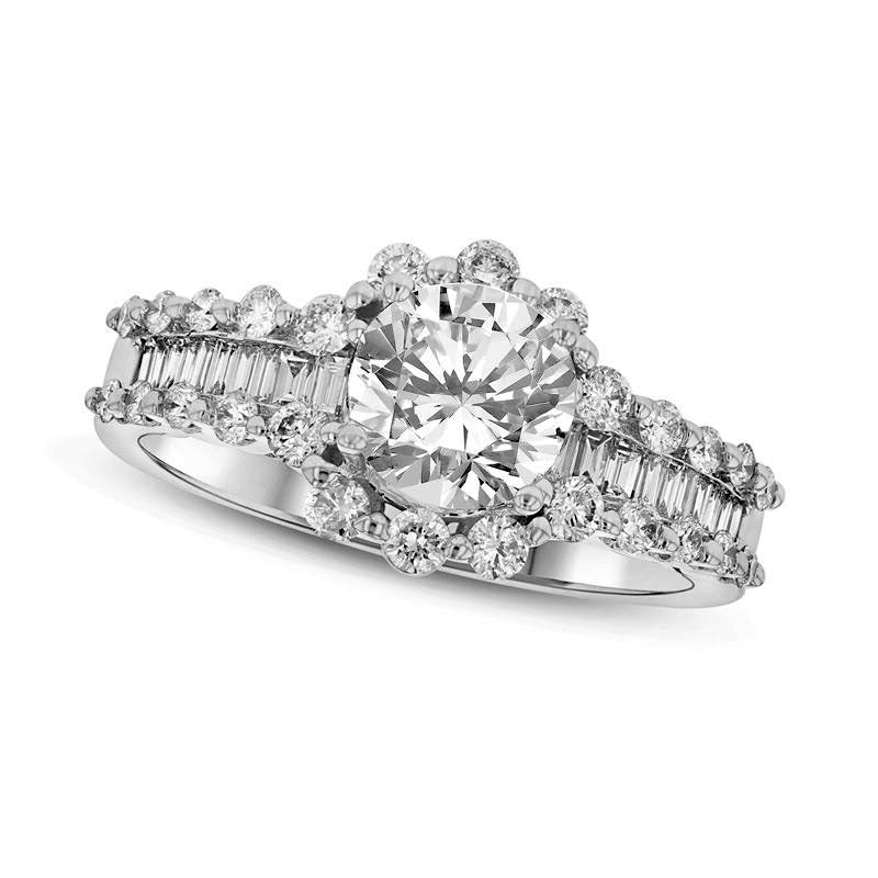 Image of ID 1 15 CT TW Natural Diamond Frame Engagement Ring in Solid 18K White Gold (I/SI2)