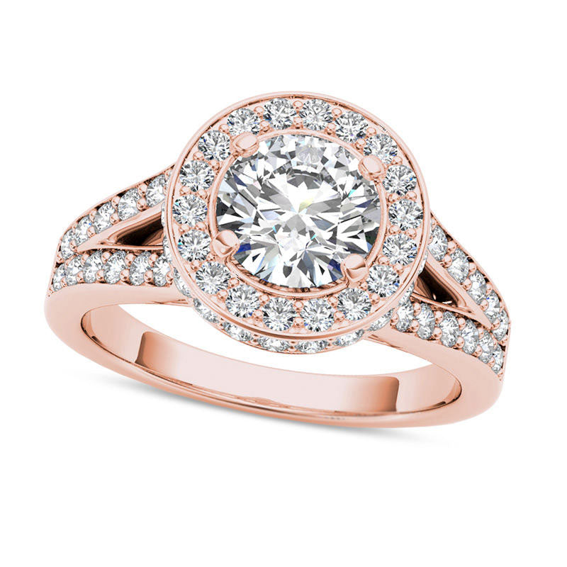 Image of ID 1 15 CT TW Natural Diamond Frame Split Shank Engagement Ring in Solid 14K Rose Gold