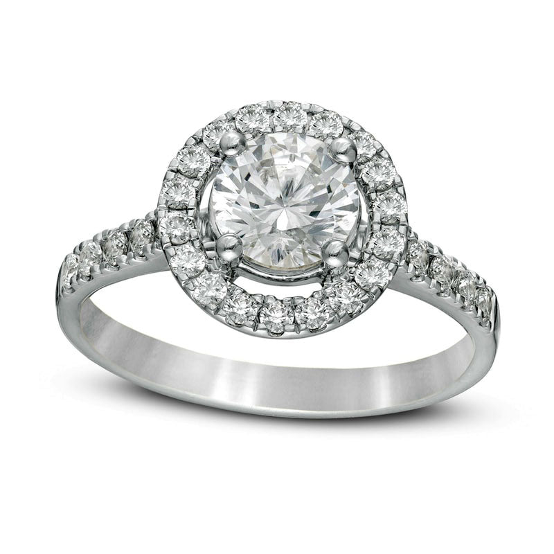 Image of ID 1 15 CT TW Natural Diamond Halo-Style Frame Engagement Ring in Solid 14K White Gold