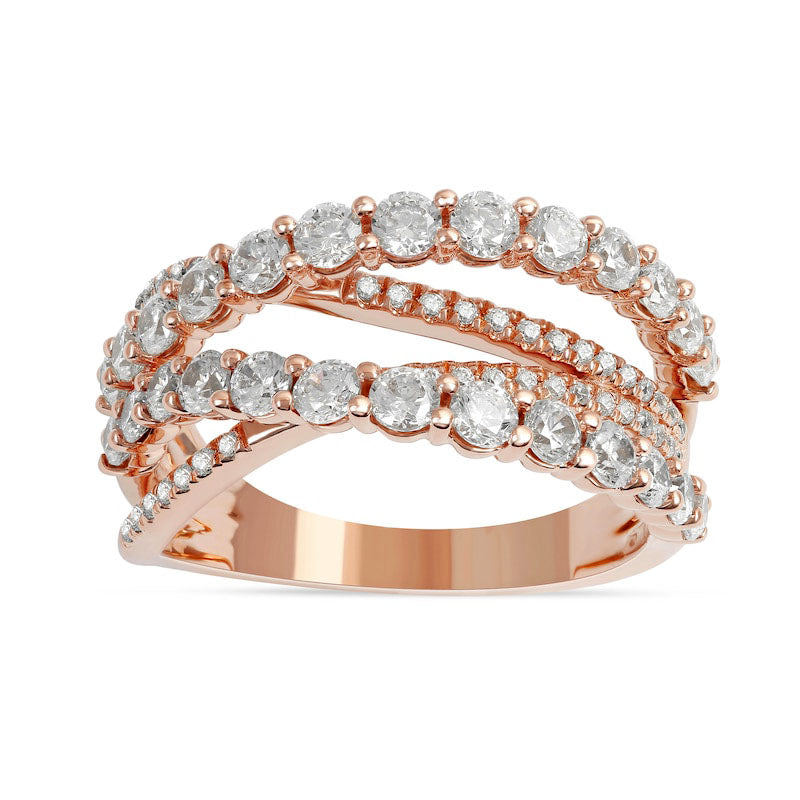 Image of ID 1 15 CT TW Natural Diamond Layered Crossover Ring in Solid 10K Rose Gold