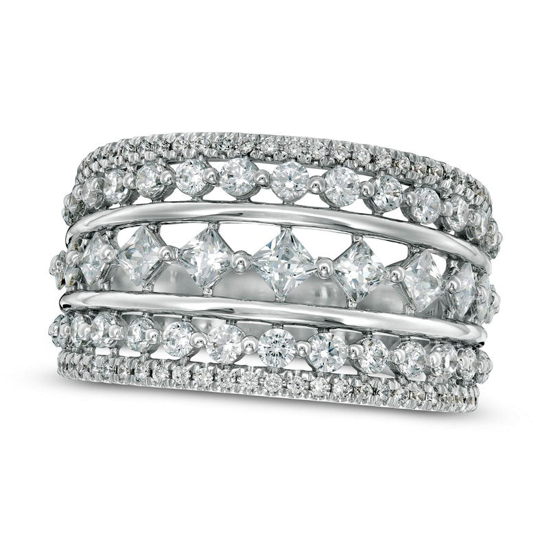 Image of ID 1 15 CT TW Natural Diamond Multi-Row Art Deco Ring in Solid 10K White Gold
