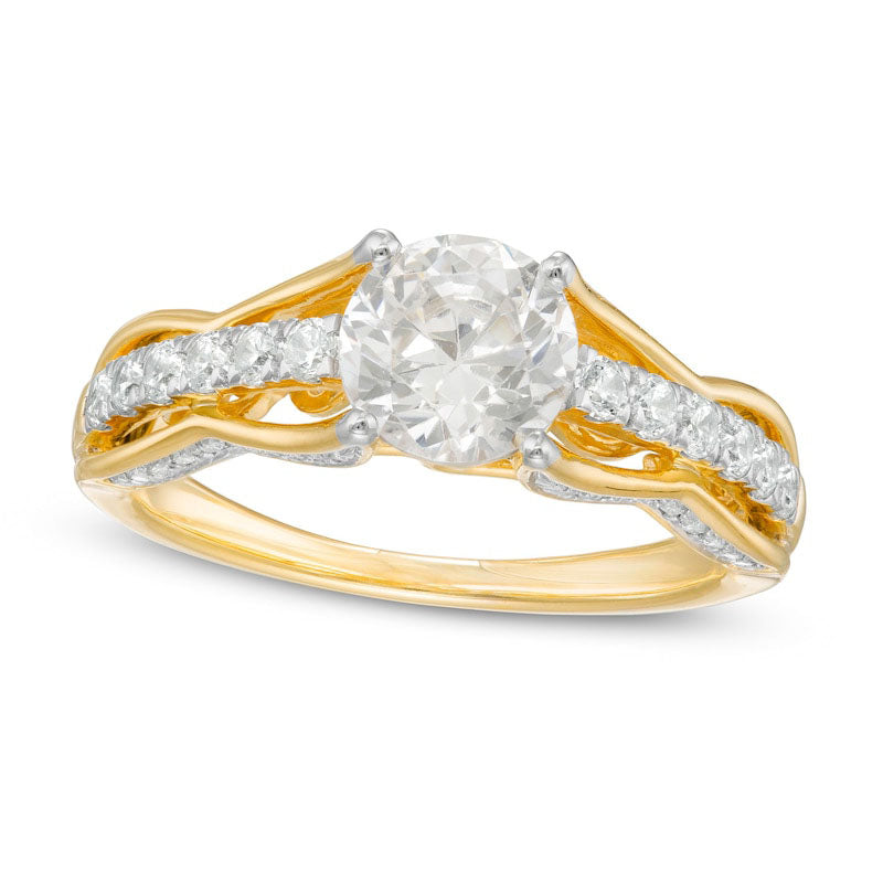 Image of ID 1 15 CT TW Natural Diamond Scallop Edge Engagement Ring in Solid 10K Yellow Gold