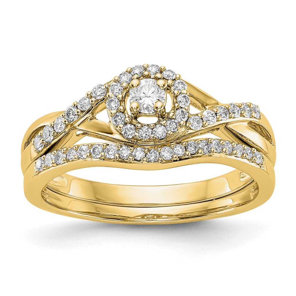 Image of ID 1 1/5 Ct Natural Diamond Halo Infinity Bridal Engagement Ring Set in 10K Yellow Gold