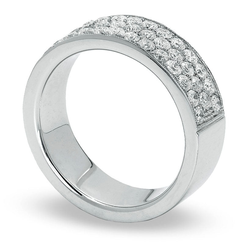 Image of ID 1 150 CT TW Natural Diamond Triple Row Anniversary Band in Solid 14K White Gold