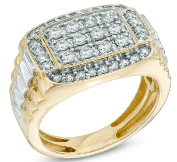 Image of ID 1 $1518 Men's 1 CT Diamond Rectangular Anniversary Ring in 10K Two-Tone Gold