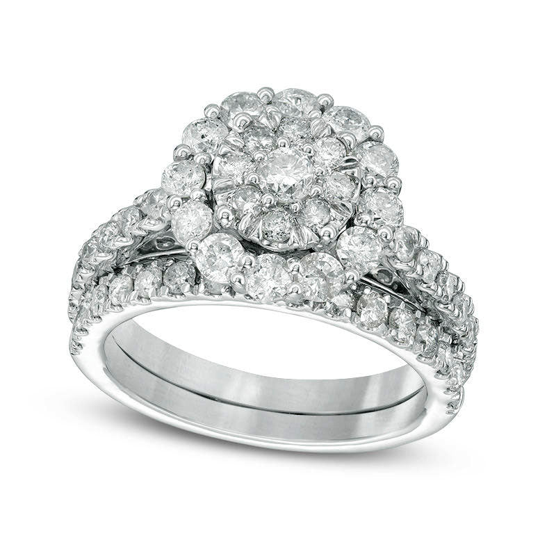 Image of ID 1 175 CT TW Composite Natural Diamond Frame Bridal Engagement Ring Set in Solid 10K White Gold
