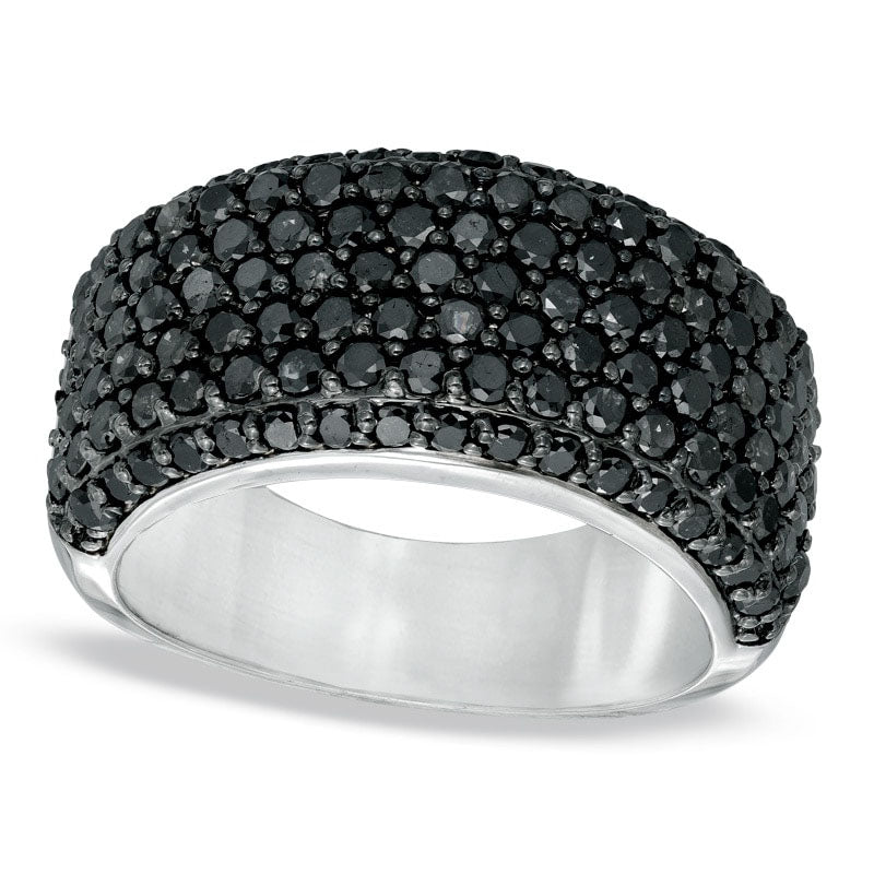 Image of ID 1 175 CT TW Enhanced Black Natural Diamond Multi-Row Band in Solid 10K White Gold