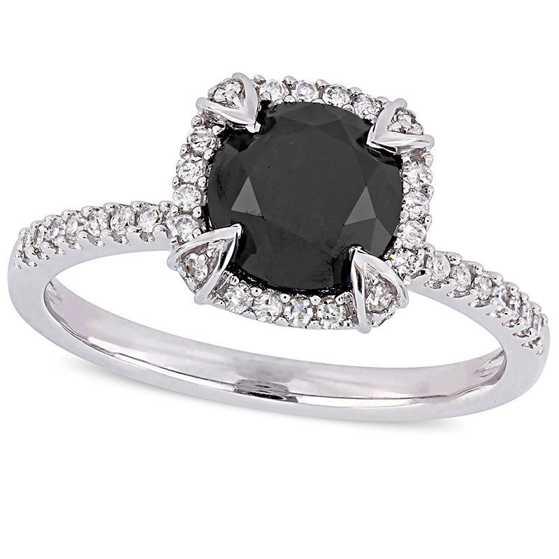 Image of ID 1 20 CT TW Enhanced Black and White Natural Diamond Frame Engagement Ring in Solid 10K White Gold