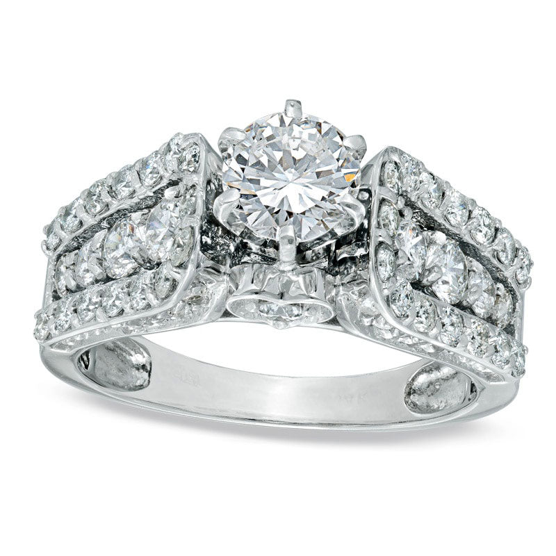 Image of ID 1 20 CT TW Natural Diamond Buckle-Style Engagement Ring in Solid 14K White Gold