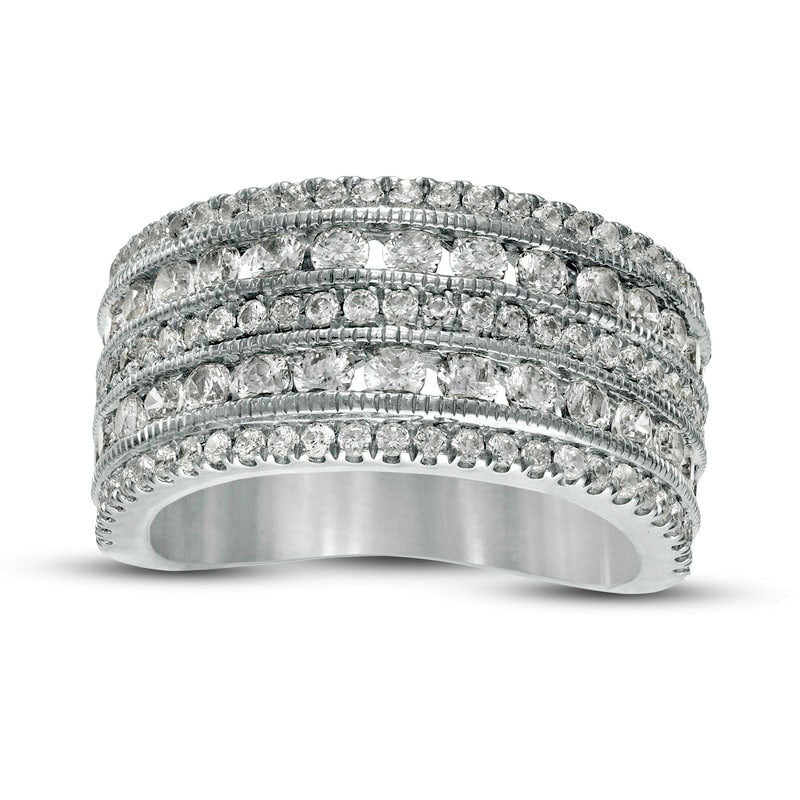 Image of ID 1 20 CT TW Natural Diamond Multi-Row Antique Vintage-Style Engagement Ring in Solid 10K White Gold