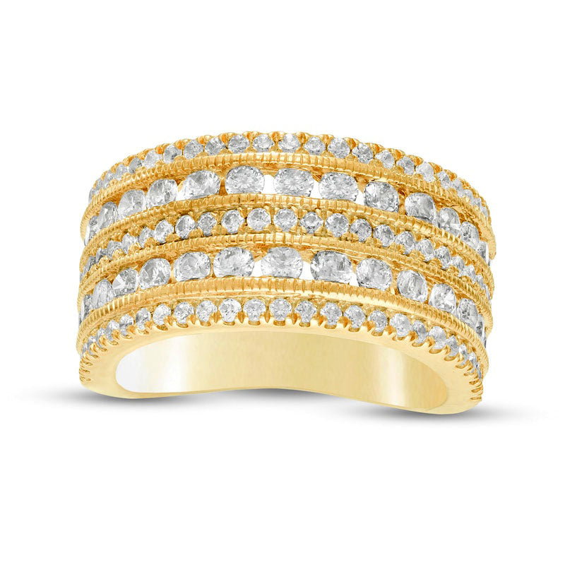 Image of ID 1 20 CT TW Natural Diamond Multi-Row Antique Vintage-Style Engagement Ring in Solid 10K Yellow Gold