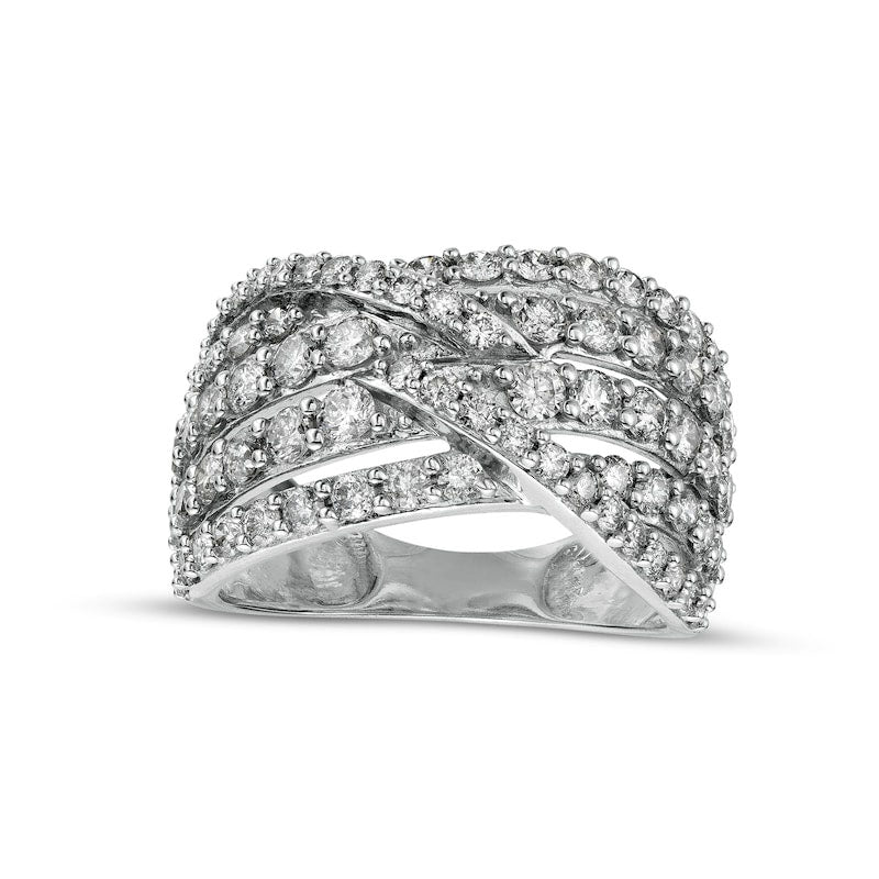 Image of ID 1 20 CT TW Natural Diamond Multi-Row Bypass Ring in Solid 10K White Gold