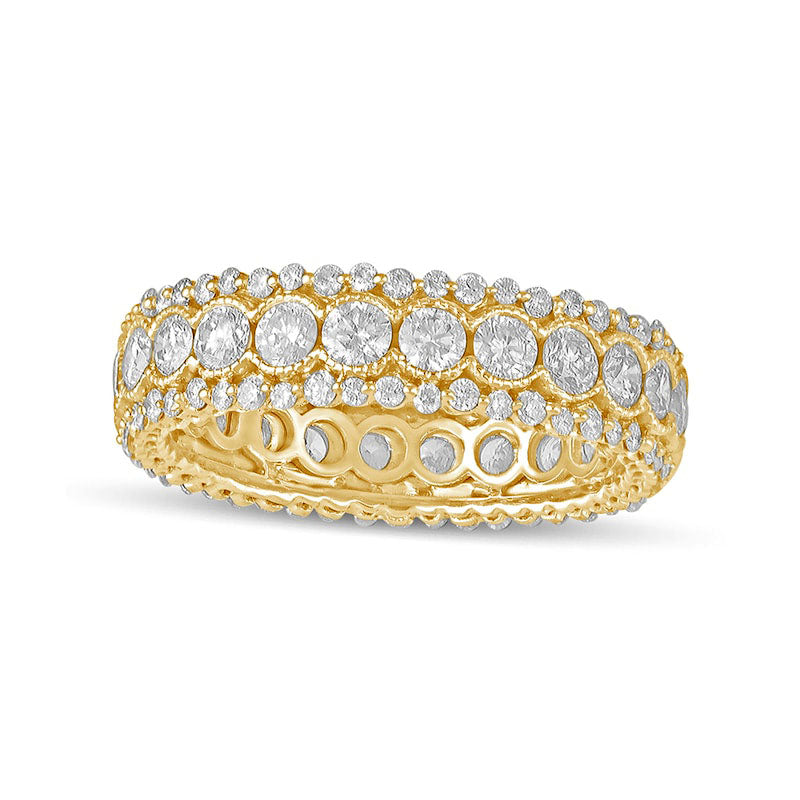 Image of ID 1 20 CT TW Natural Diamond Scallop Edge Antique Vintage-Style Eternity Anniversary Band in Solid 14K Gold