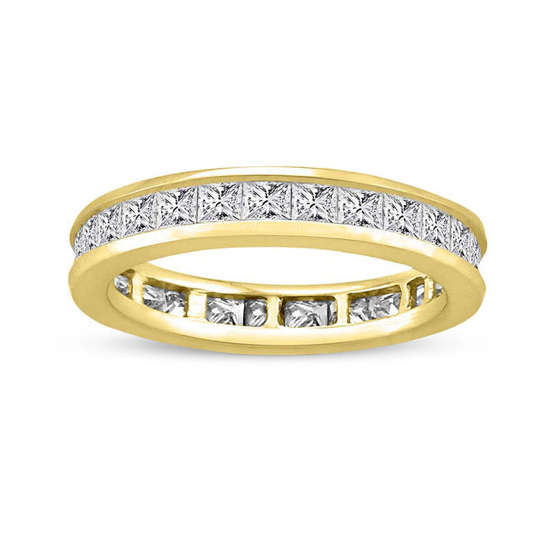 Image of ID 1 20 CT TW Princess-Cut Natural Diamond Eternity Channel Set Wedding Band in Solid 14K Gold