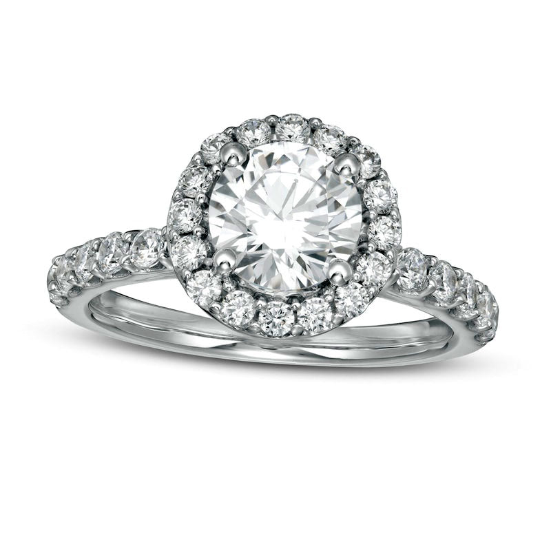 Image of ID 1 225 CT TW Certified Lab-Created Diamond Frame Engagement Ring in Solid 14K White Gold (F/VS2)