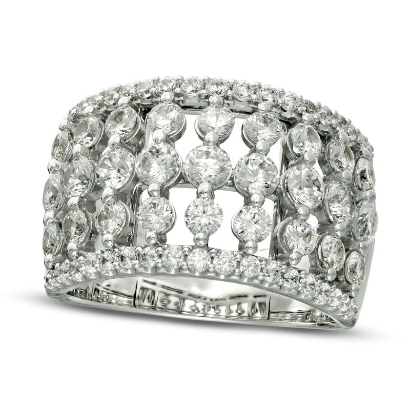 Image of ID 1 225 CT TW Natural Diamond Multi-Row Ring in Solid 14K White Gold